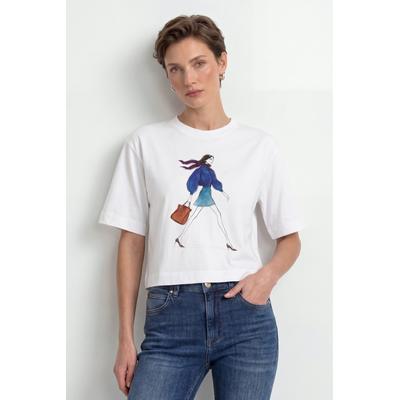 T-Shirt RICHROYAL, Damen, Gr. S, weiß, Single Jersey, Obermaterial: 100% Baumwolle, oversize kurz, Rundhals, Shirts T-Shirt