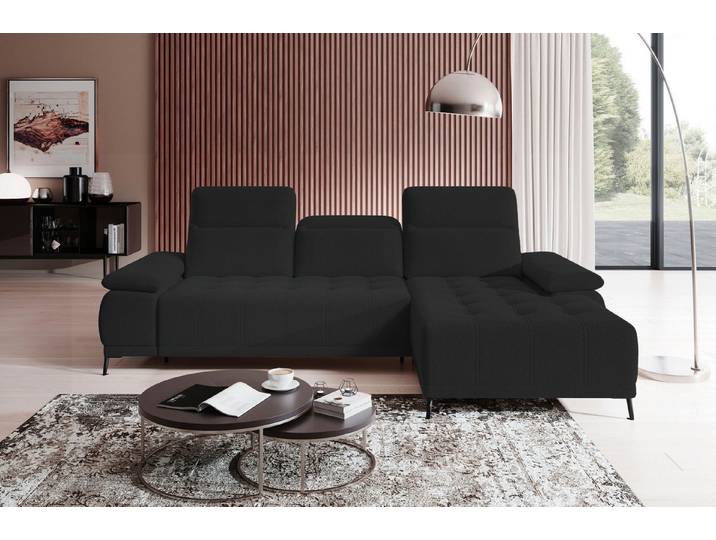 WERK2 Ecksofa Focus-S Breite 277cm, bequem, elek. Sitztiefenverst., verst. Kopfteile, Webstoff, L-Form, XXL, elektrische Sitztiefenverstellung