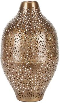 Studio 350 "Round Gold Metal Vase with Geometric Cutouts 10"" x 17"" - 10 x 10 x 17"