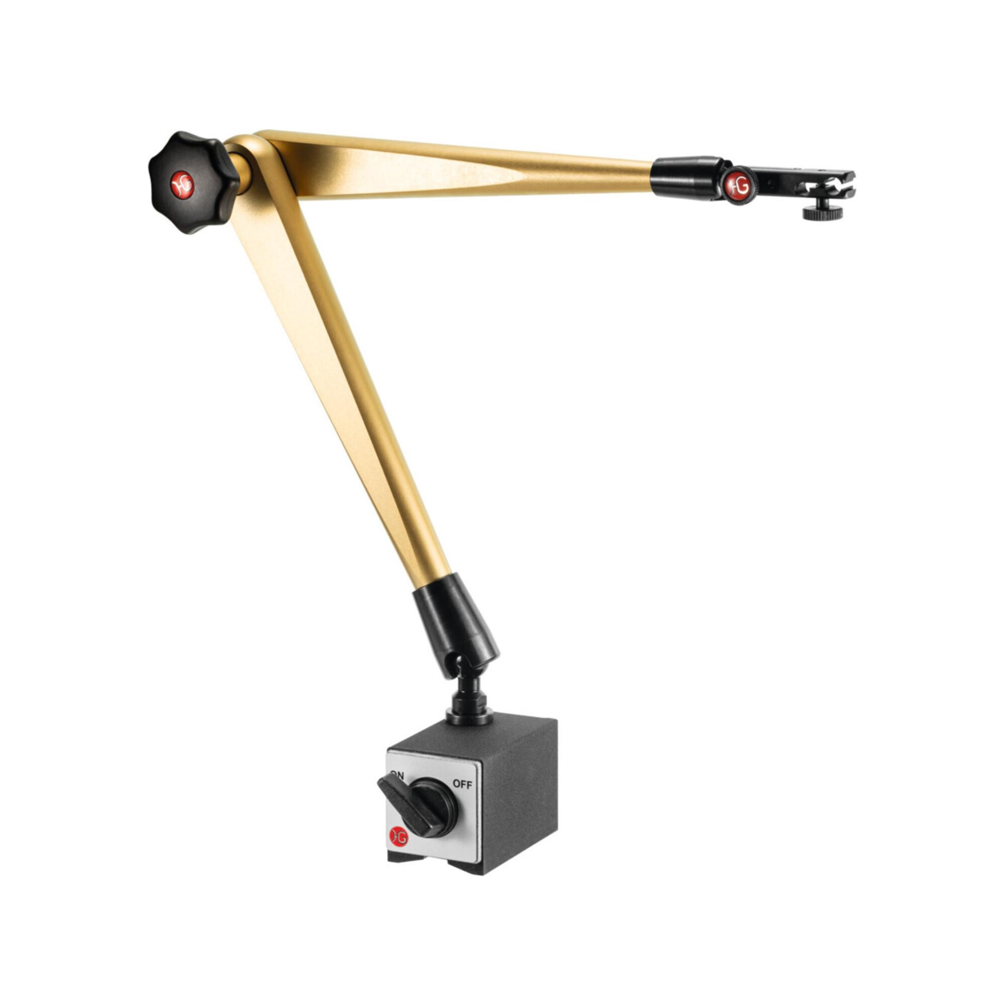 HG Hydraulisches Magnet-Messstativ (mit Fuß) mit Feineinstellung am Uhrenhalter Ausladung:550mm Höhe:600mm, 105553)