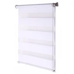 Jet-Line Doppelrollo Fensterrollo Sichtschutzrollo Rollo Sonnenschutz Fensterschutz Blickschutz Sichtschutz Büroausstattung weiß gestreift 150x100 cm Jet-Lin
