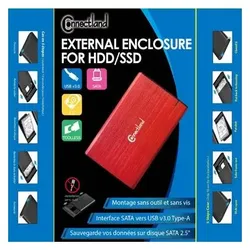 Connectland Boitier externe USB 3.0 - S-ATA 2,5" sans vis (Rouge) (2.5"), Festplattengehäuse, Rot