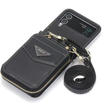 LightInthebox Phone Case For Samsung Galaxy Z Flip 6 Z Flip 5 Z Flip 4 Z Flip 3 Wallet Case Portable Zipper Card Slot Solid Colored PC PU Leather
