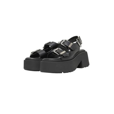 Plateausandaletten BUFFALO "Buffalo VICIOUS ATHENA BUCKLE", Damen, Gr. 38, schwarz, Polyurethan, unifarben, Schuhe