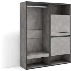 SKRAUT HOME Offener Kleiderschrank, Garderobe mit Einlegeböden, 120x35x145 cm, Schlafzimmer, Kleidung, Schuhe, Moderner Stil, Zementgrau _ 439_2