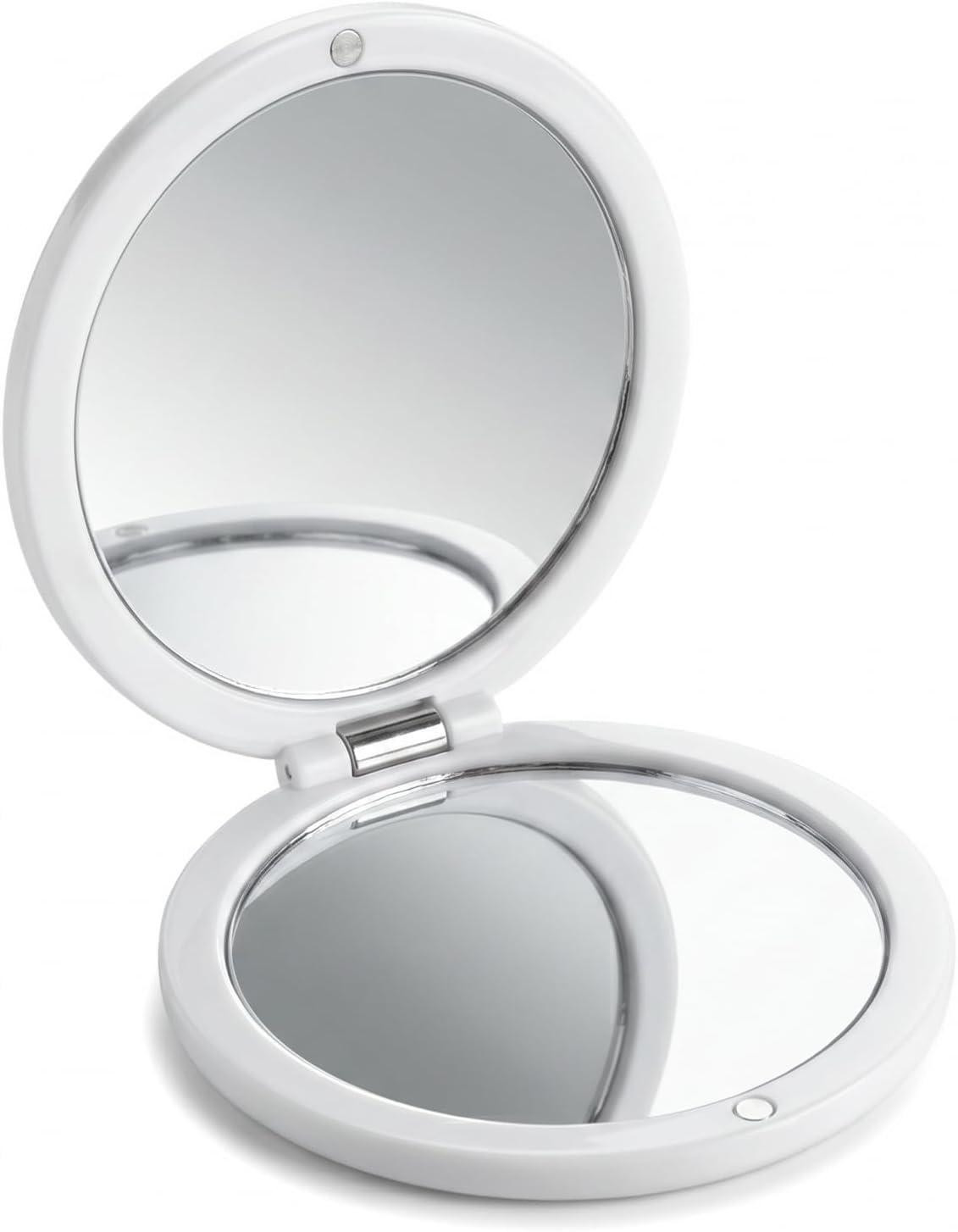 Magnetische dubbelzijdige zakspiegel met vergroting, rond, diameter 7,5 cm