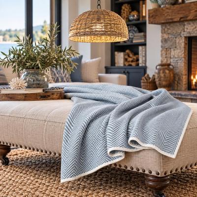 In2Green Herringbone Light Blue Throw