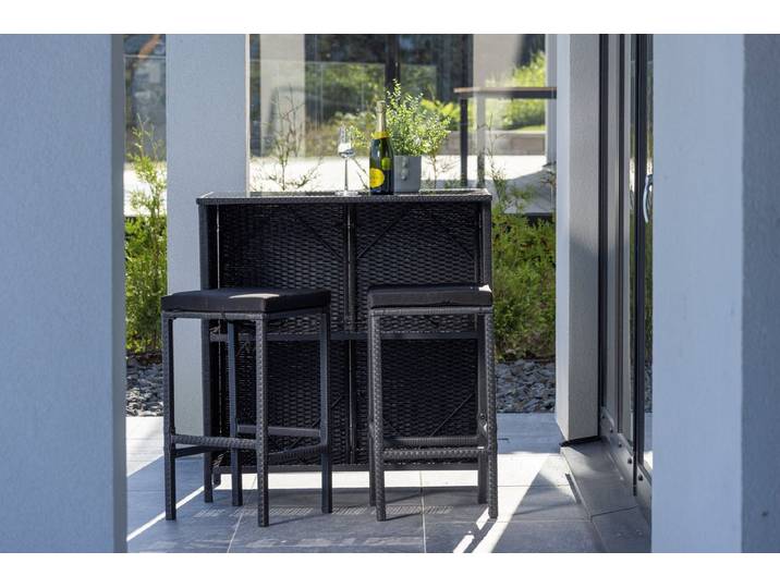 Garten Loungeset Talio – 3-teiliges Set aus synth. Rattan in Schwarz - Schwarz - Luxusbetten24