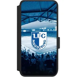 Nivocase Klapphülle für Samsung Galaxy S25 Handyhülle aus Kunst Leder NIVOflip schwarz Stadion 1. FC (Samsung Galaxy S25), Smartphone Hülle, Schwarz