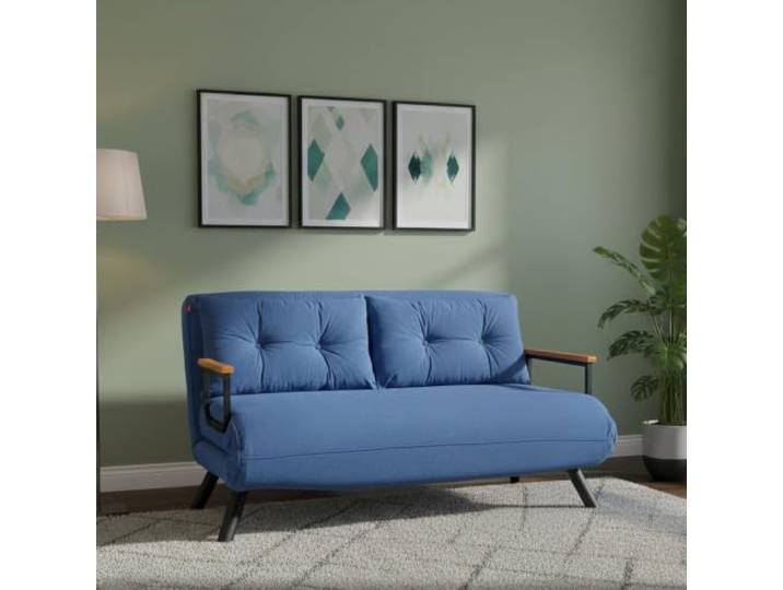 Dmora Schlafsofa 2-Sitzer Merak 133x78 cm blau, Stauraum