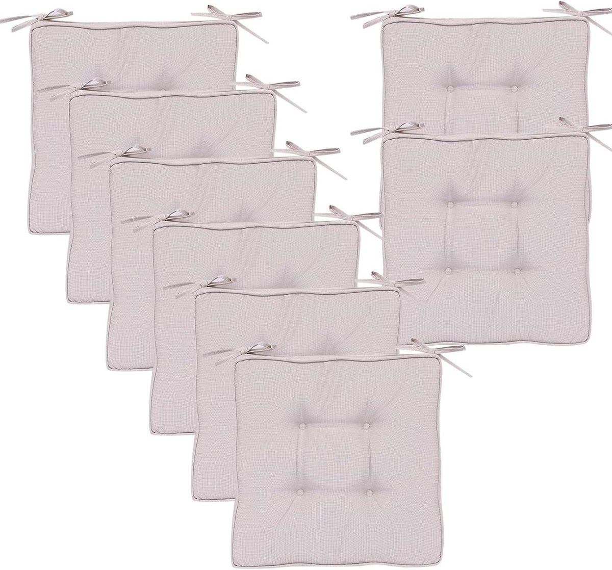 Set van 8 wasbare beige tuinstoelkussens voor comfortabel zitten