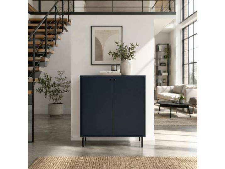 Petit Buffet Moderne Bleu Sombre 2 Portes Raven