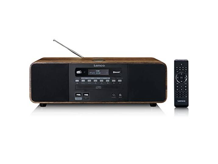 Radio Lenco Dar-051 Dab+ – Kompakt-System – CD / MP3-Player – Bluetooth 5.0 – PLL FM – 2 Stunden Alarm – 2 x 10 Watt Rms – Equalizer – Fernbedienung – RCA Aux In – Holz