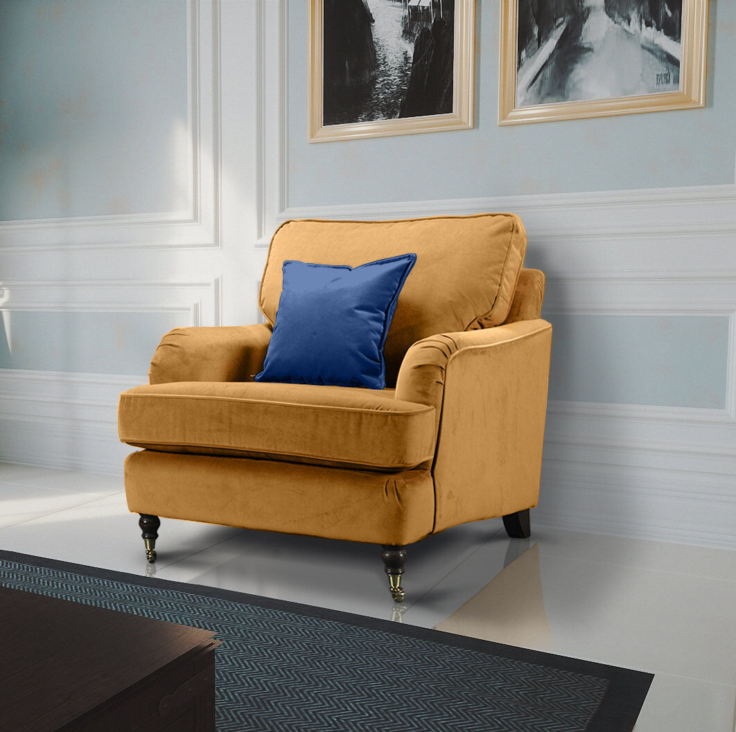 Hashtag Home Marcantonio Upholstered Armchair Gold 92cm H X 94cm W X 90cm D