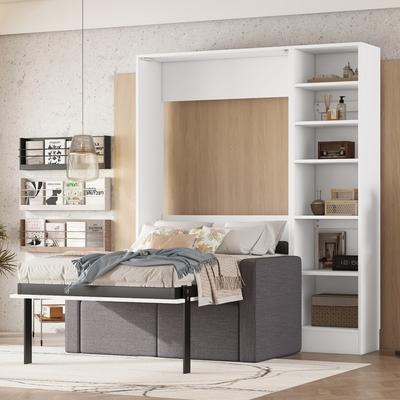 GREATPLANINC Sofa & Cabinet Sectional Bed with Loveseat, Murphy Bed Frame