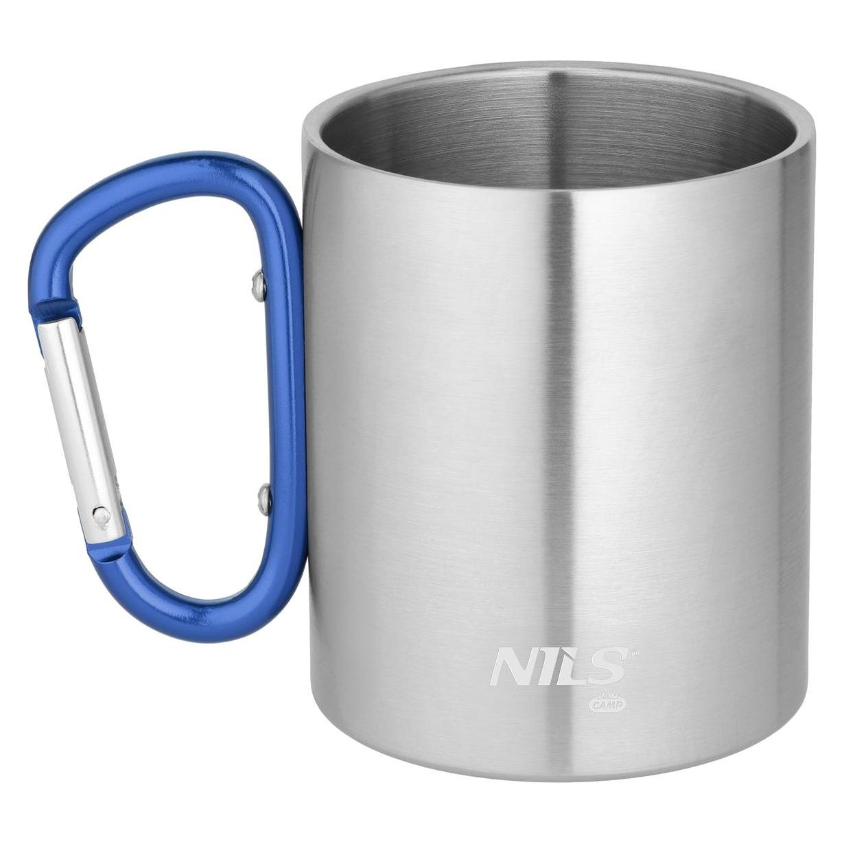 Nils Nc17110 Campingbecher mit Karabinerhaken, 330 ml, Edelstahl, blau, Camp (64803898)