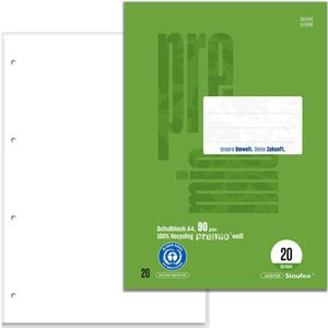 Staufen Briefblock Premio 040751020, Recycling, A4, 90g/qm, 4-fach gelocht 50 Blatt, blanko