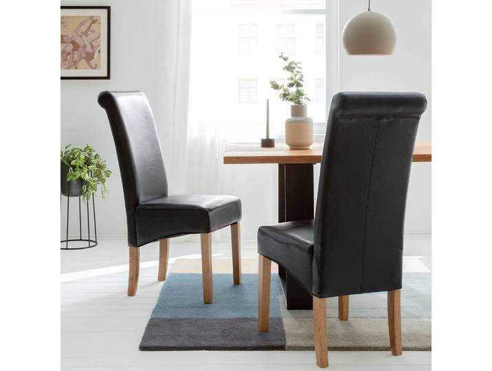 Polsterstuhl Nello II 2er-Set 47 x 108 x 64cm Schwarz/Schwarz