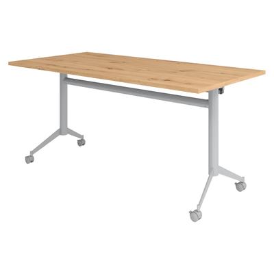 bümö Klapptisch Asteiche 160 x 80 cm klappbar & fahrbar, klappbarer Schreibtisch auf Rollen, Klappschreibtisch, Tisch klappbar, Klappbarer Tisch,