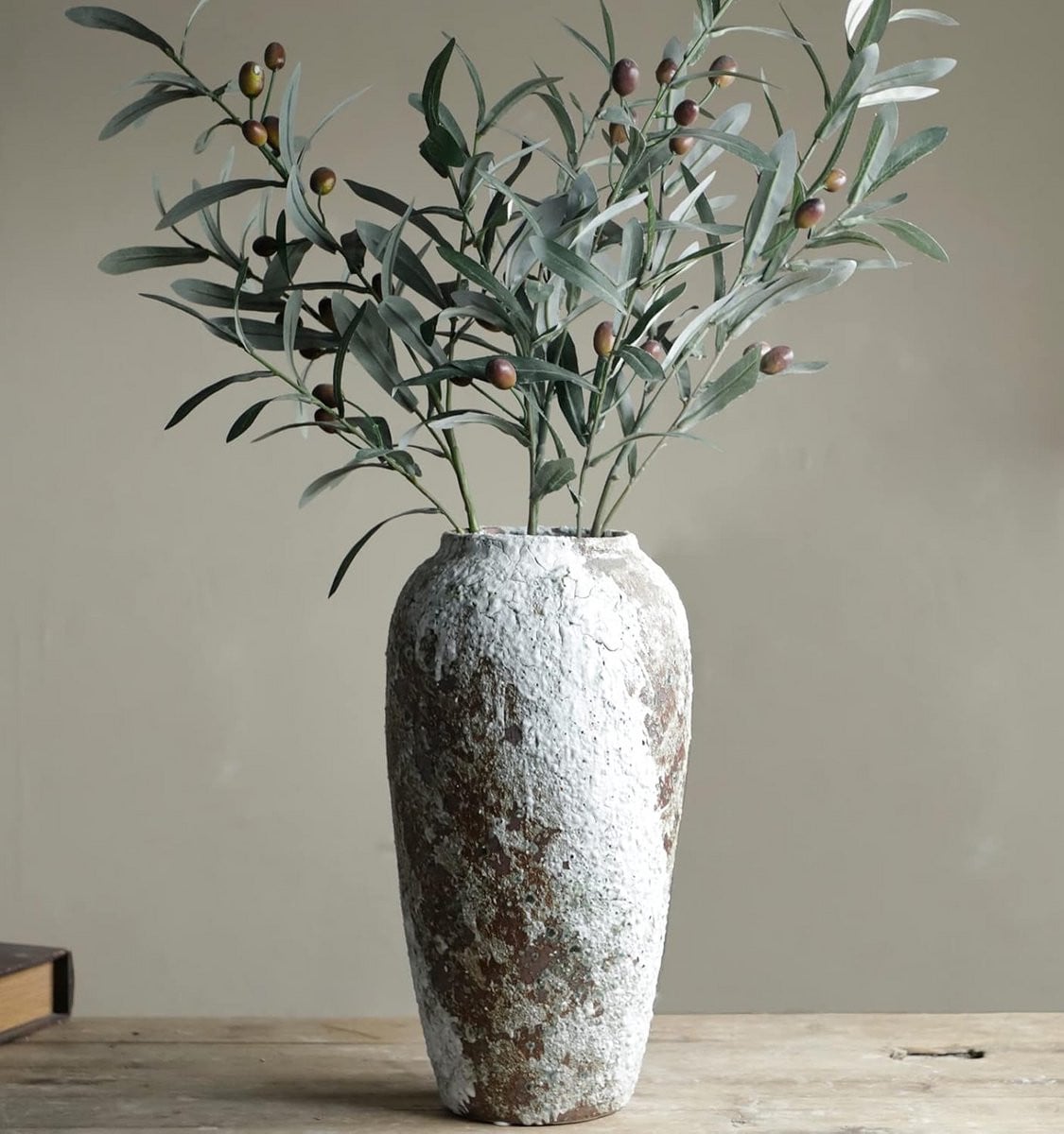 Rustieke keramische vaas voor boerderijdecor - Vintage hoge vaas voor woonkamer en keuken