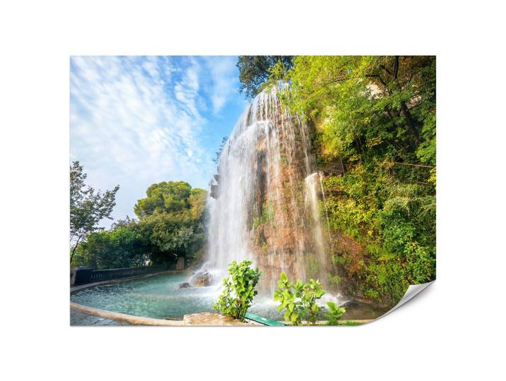 FOTOTAPETE für Wohnzimmer Wasserfall Nizza Felsen Pflanzen Bäume 200x140