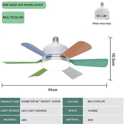 Combo Retail Shop Fan Light With Remote Control, Ceiling Light For Bedroom, Kitchen, Dining Room, Garage, Restaurant, Shop Indoor Lighting colorful Fan Blade