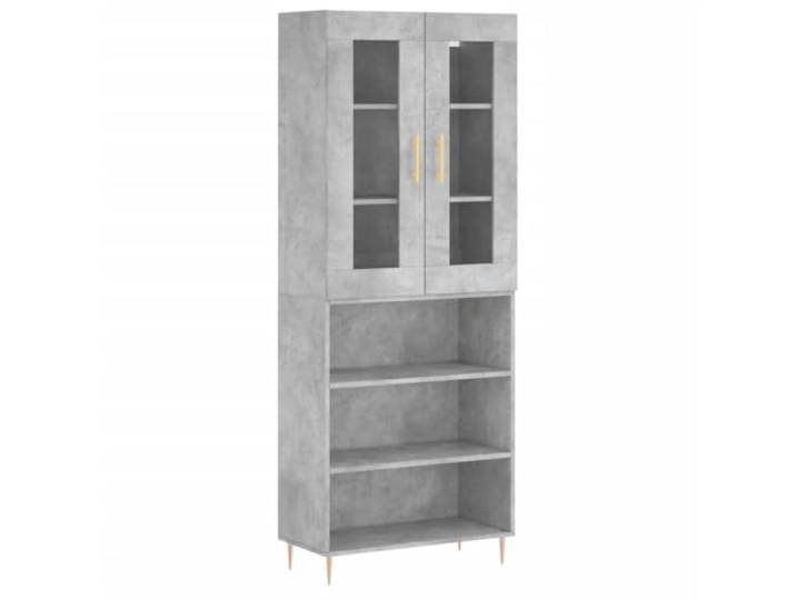 TYVANDE Anrichte grau Beton 69,5 x 34 x 180 cm aus mehrschichtigem Holz Metall und Glas, praktische Tür, Metallfüße, Wandbefestigung inklusive, Montage erforderlich
