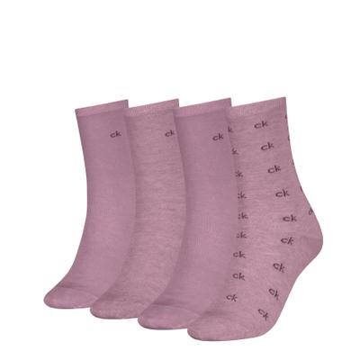 Socken CALVIN KLEIN "CK WOMEN SOCK 4P GIFTING AOP", Damen, rosa (vintage plum), Obermaterial: 43% Polyester, 33% Polyamid, 22% Viskose, 1% metallisierte Fasern, 1% sonstige Fasern, Socken Socken