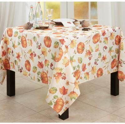 Saro Lifestyle Fall Pumpkin Design Tablecloth