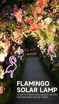 Inspire Essentials FlamingoGlow Solar Garden Light For Outdoor Pathways And Patio Decor b 3pcs