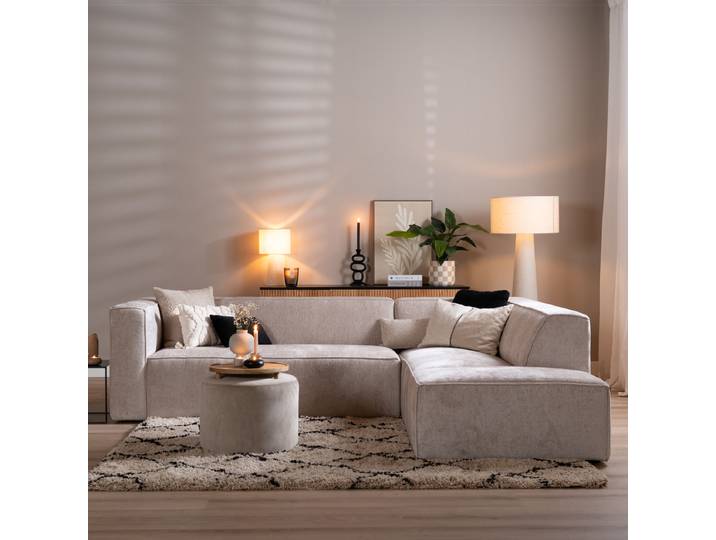 Bronx71 Ecksofa Memphis Chenille weiß/beige rechts