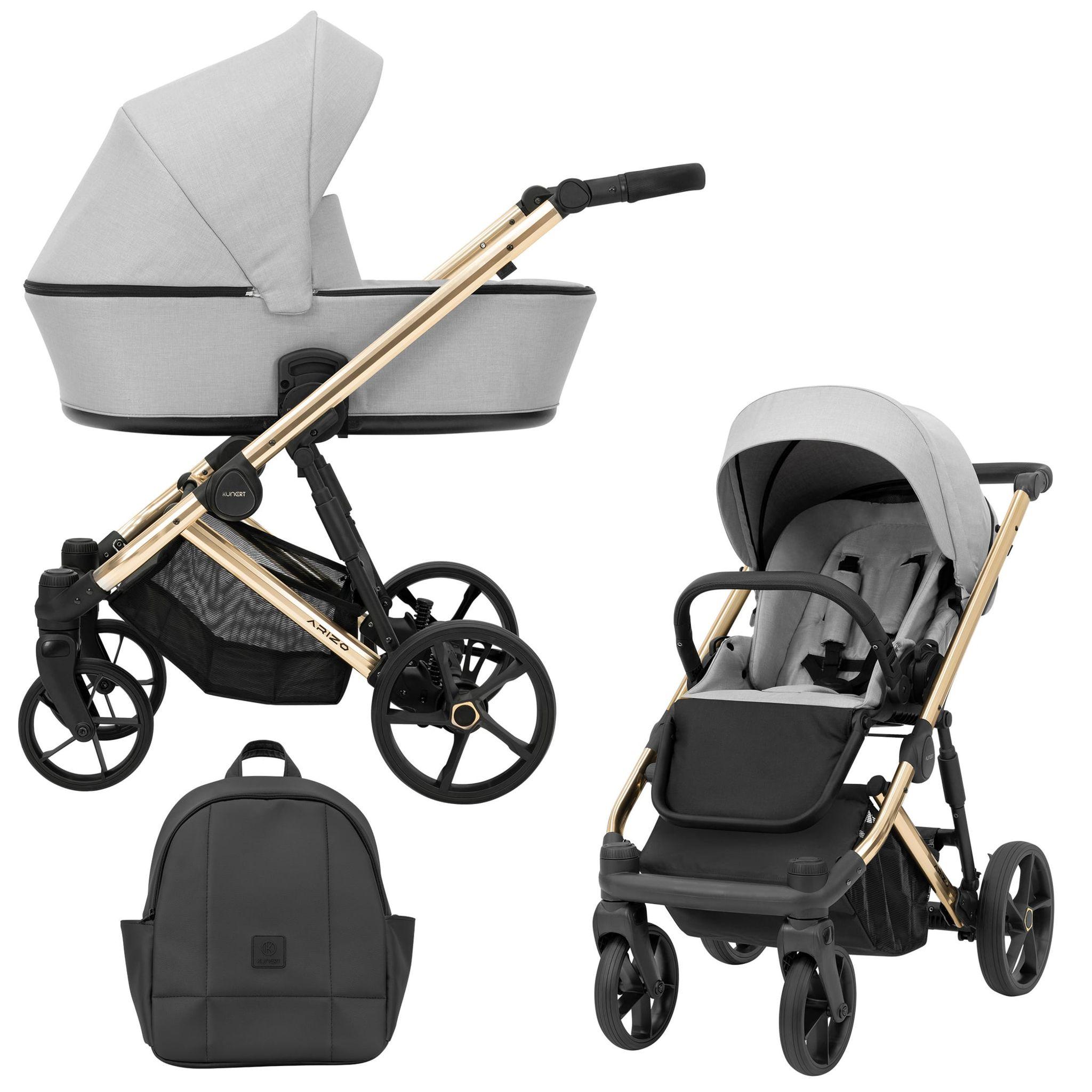 Kinderwagen Kunert Arizo Premium 2in1 - goldene Rahmenfarbe - Farbe: Grau