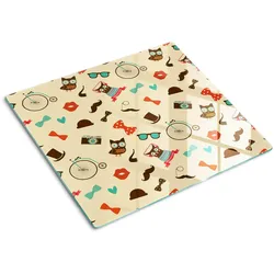 GLASPLATTE 60x52 cm Hipster-Eulen