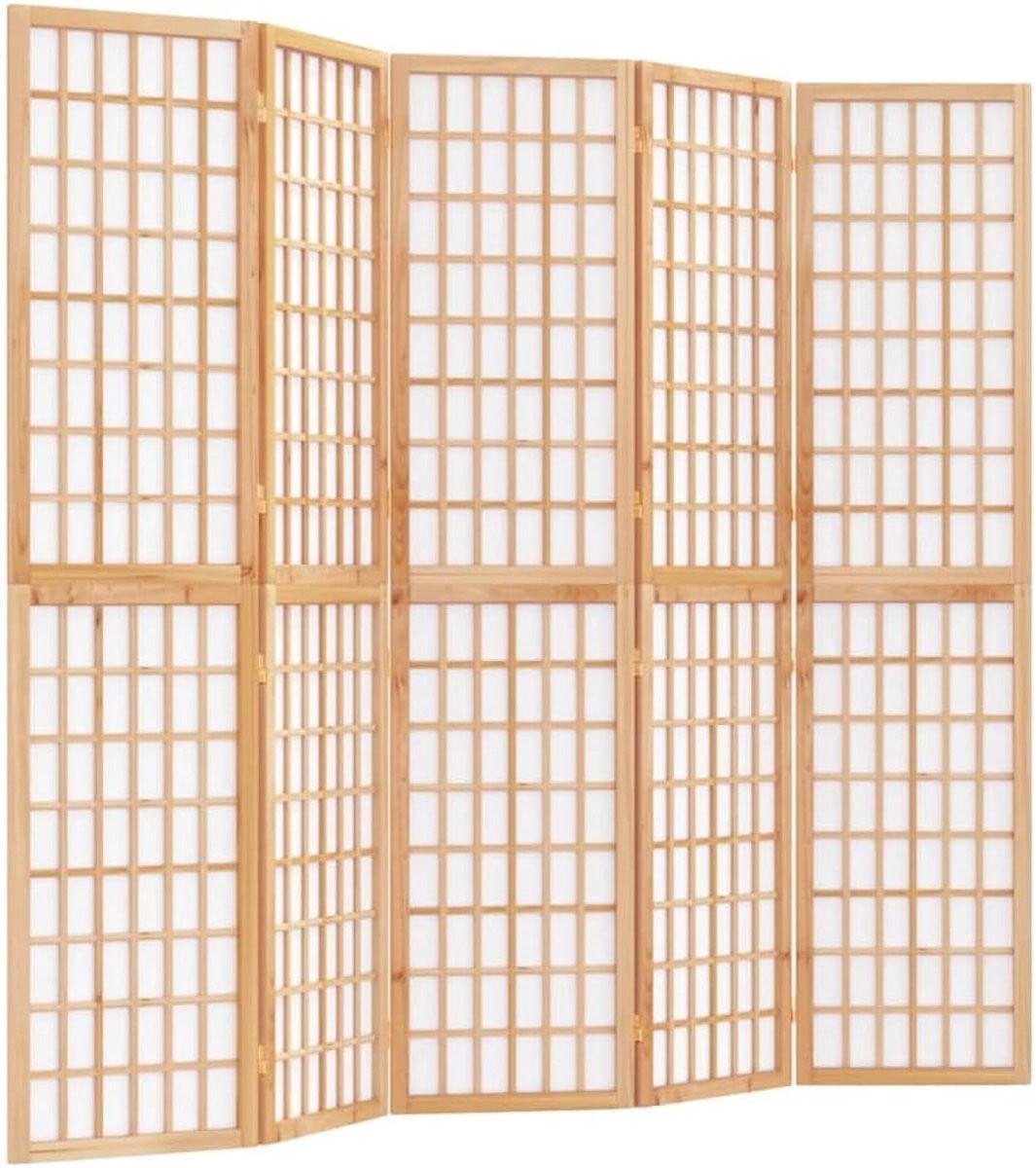 Opvouwbaar Privacy Scherm met 5 Panelen in Japanse Stijl voor Kamerverdeling