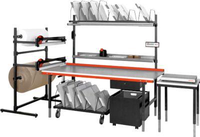 Befestigungsholm für Pack- und Arbeitstisch Rocholz System 2000, 2 Stück, Höhe über Tisch 1085 mm, hellgrau