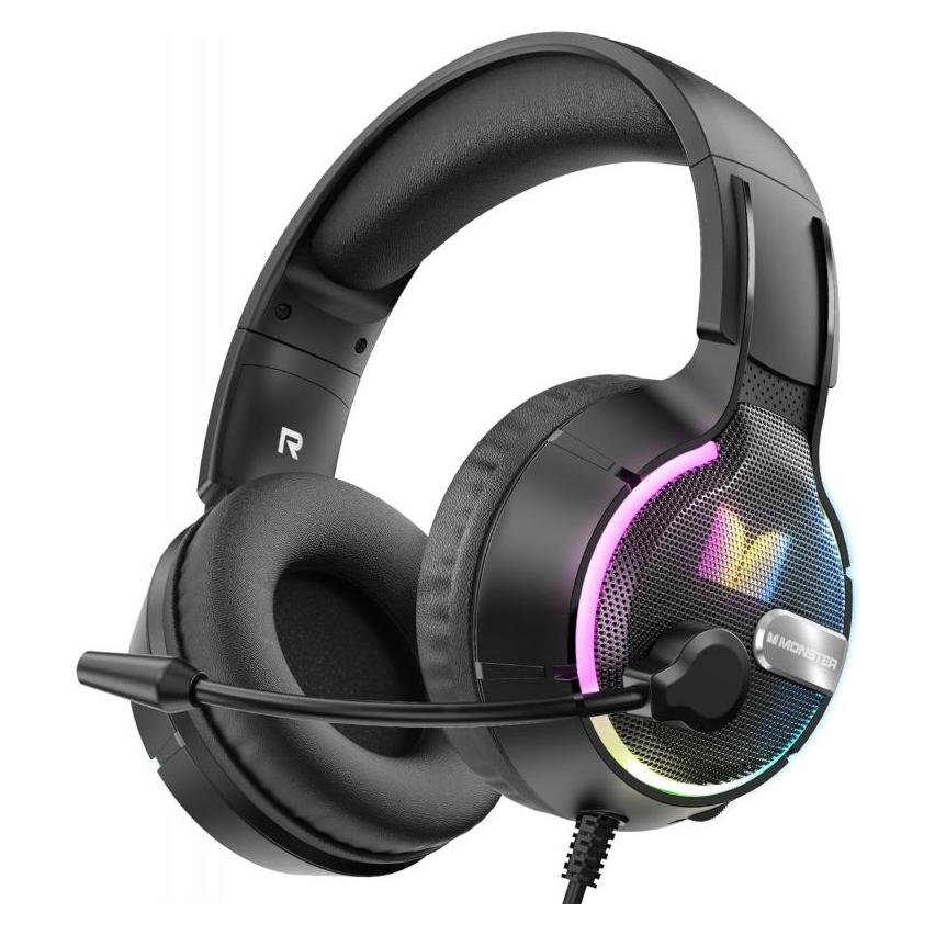 Monster Gaming-Headset Mission 320 mit 3,5-mm-Anschluss, RGB, 1,9 m, schwarz (Kabelgebunden) (123299-00)