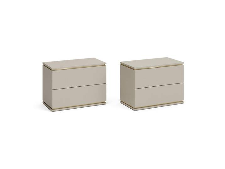 Vicco Nachttisch Linette Cashmere 2er Set, Kaschmir, Rechteckig, 66x48.6x36 cm, Schlafzimmer, Nachtkästchen