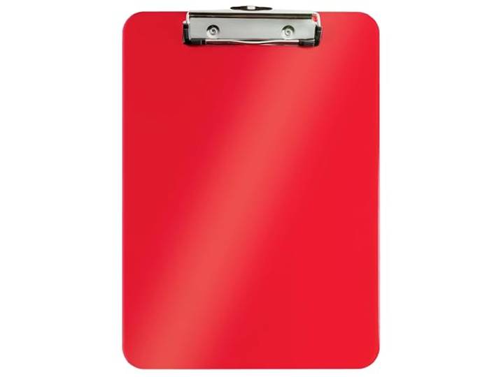 Leitz WOW Klembord, Hoogwaardig Hard Kunststof Klembord, Capaciteit van 75 Vellen, Rood, 39710026