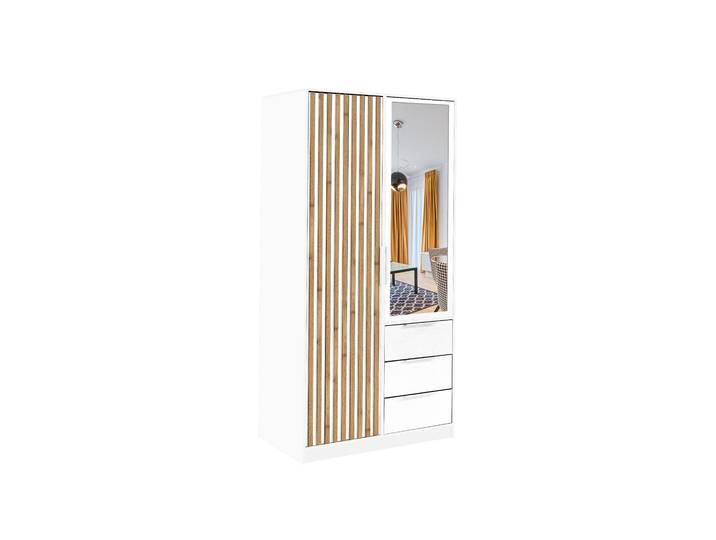Masseno Drehtürenschrank GAREN 100/200/57,5cm 2-türig mit Spiegel Weiß