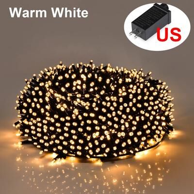 Fusion Finds 50M 100M 24V LED Christmas Lights Fairy Garland String Light Waterproof Outdoor Garden Home Holiday New Year Party Decor 100M 1000LEDs Warm White US Plug