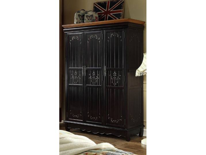 Xlmoebel Kleiderschrank Antiker Kleiderschrank im Landhausstil in Schwarz (Kleiderschrank) Hergestellt in Europa