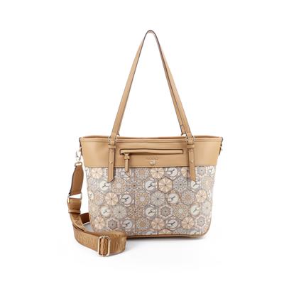 Tragetasche GATTINONI "Teodosia Daily Large Double Handle Bag Damen", Damen, Gr. B/H/T: 27cm x 14cm x 27cm onesize, beige (travertino), PVC, Polyurethan, Taschen, Schultertasche Damen, Abendtasche, Fashion, Lifestyle, Sale