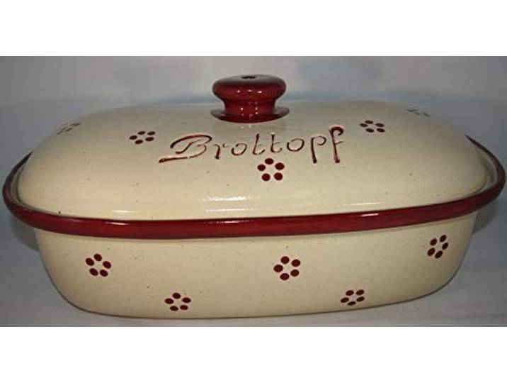 Töpferei Seifert Brottopf Rubin gross 40 cm Brotkasten Brotbox Brotdose Brotbehälter Steinzeug LxB 41x25