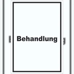 HB-Druck Behandlung Aufkleber mit Text Behandlungsraum hochkant A1 (594x841mm)