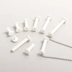 100 Kollektionsschrauben, Buchschrauben Kunststoff mit Loch weiß | 40 mm