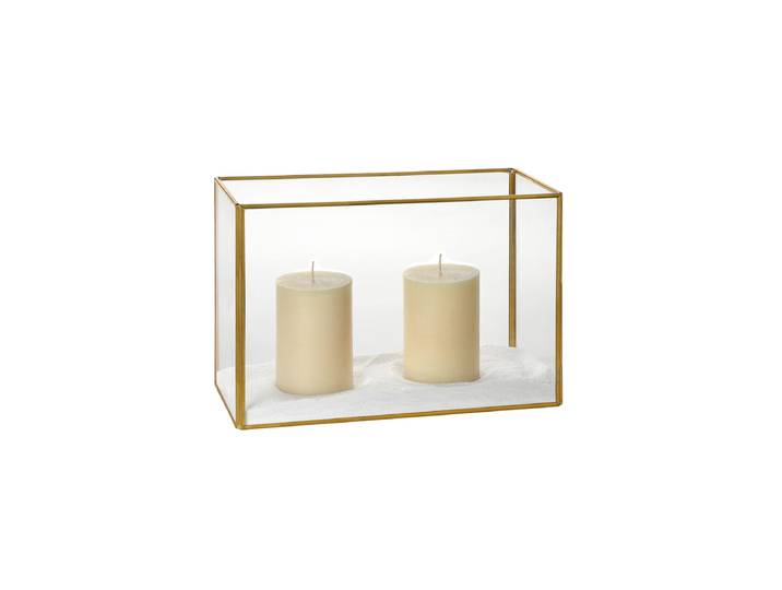 Grosses Terrarium aus Glas & Goldmessing Transparent, Gold Andrea House