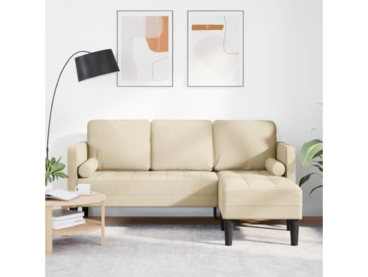 HEFZGDB Cremefarbenes 3-Sitzer Sofa L-Form 160 cm Stoffbezug Modernes Wohnzimmer Design mit Stauraum und atmungsaktivem Stoff für Komfort und Langlebigkeit Elegante Sitzgruppe