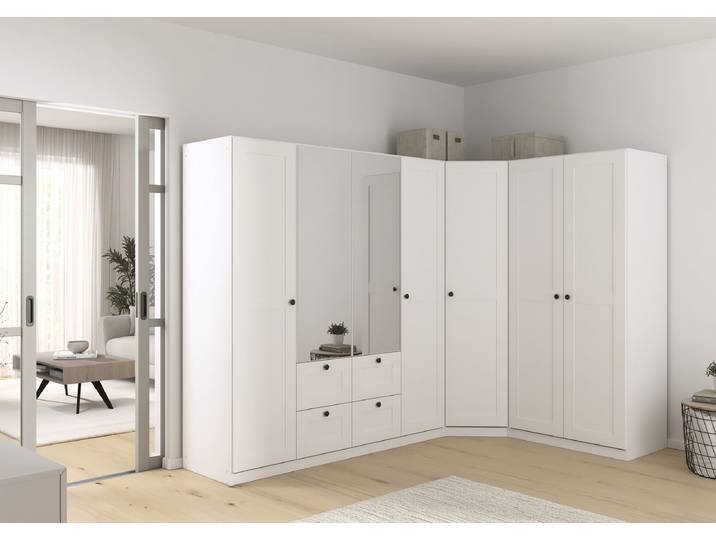 Meuble d'angle Skagen avec Miroir 266cm Blanc