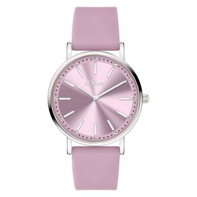 Quarzuhr S.OLIVER "Modern Statement", lila, Armbanduhren, Damen, Quarzuhr, Armbanduhr, Damenuhr, Silikonarmband, analog