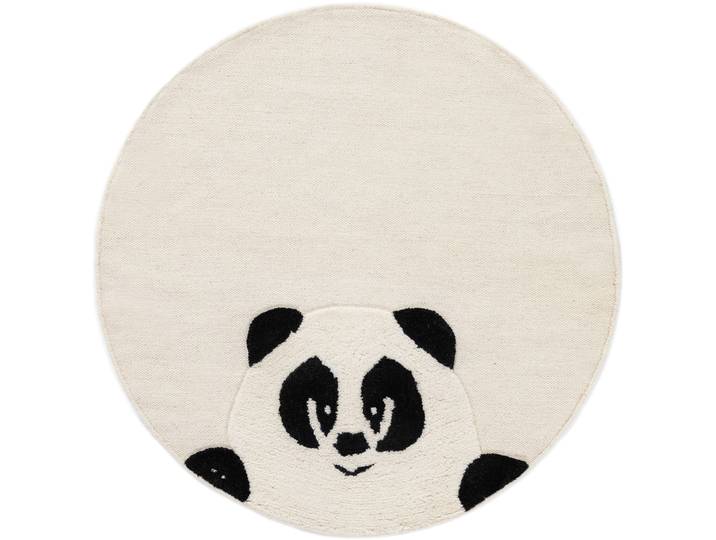 Kinderteppich CARPETFINE Panda , weiss (creme), H:0,6mm Ø:120cm, Obermaterial: 100% Wolle, Teppiche, Kinderteppich